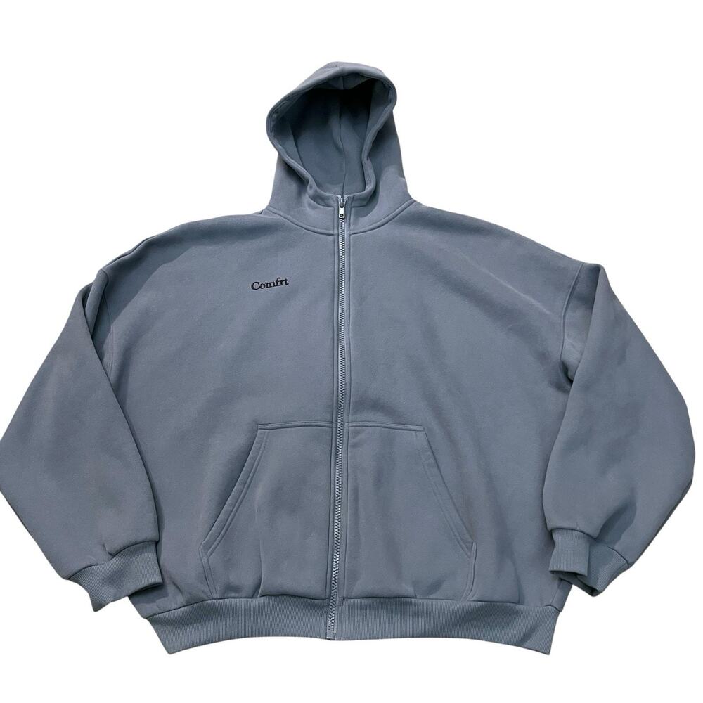 Comfrt Cloud Zip Hoodie XL Blue Oversized Fleece Lined Full Zip Loungewear